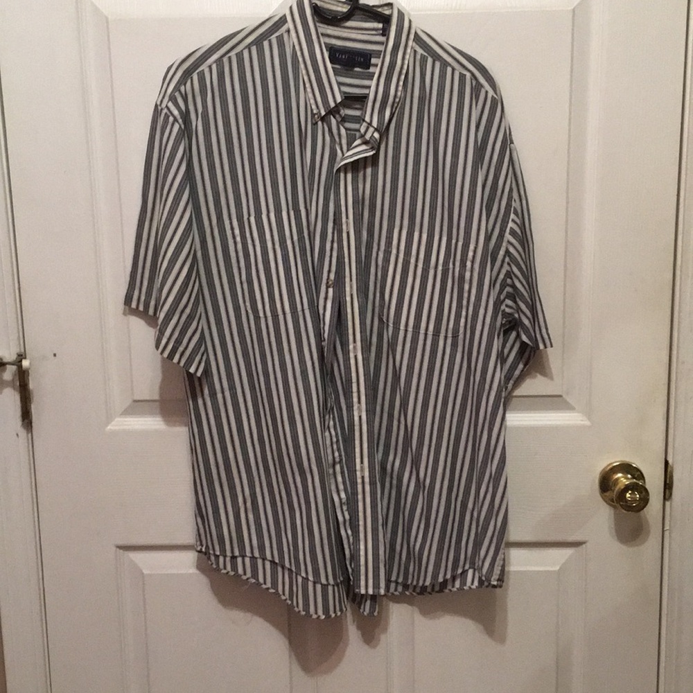 Striped short sleeve button up